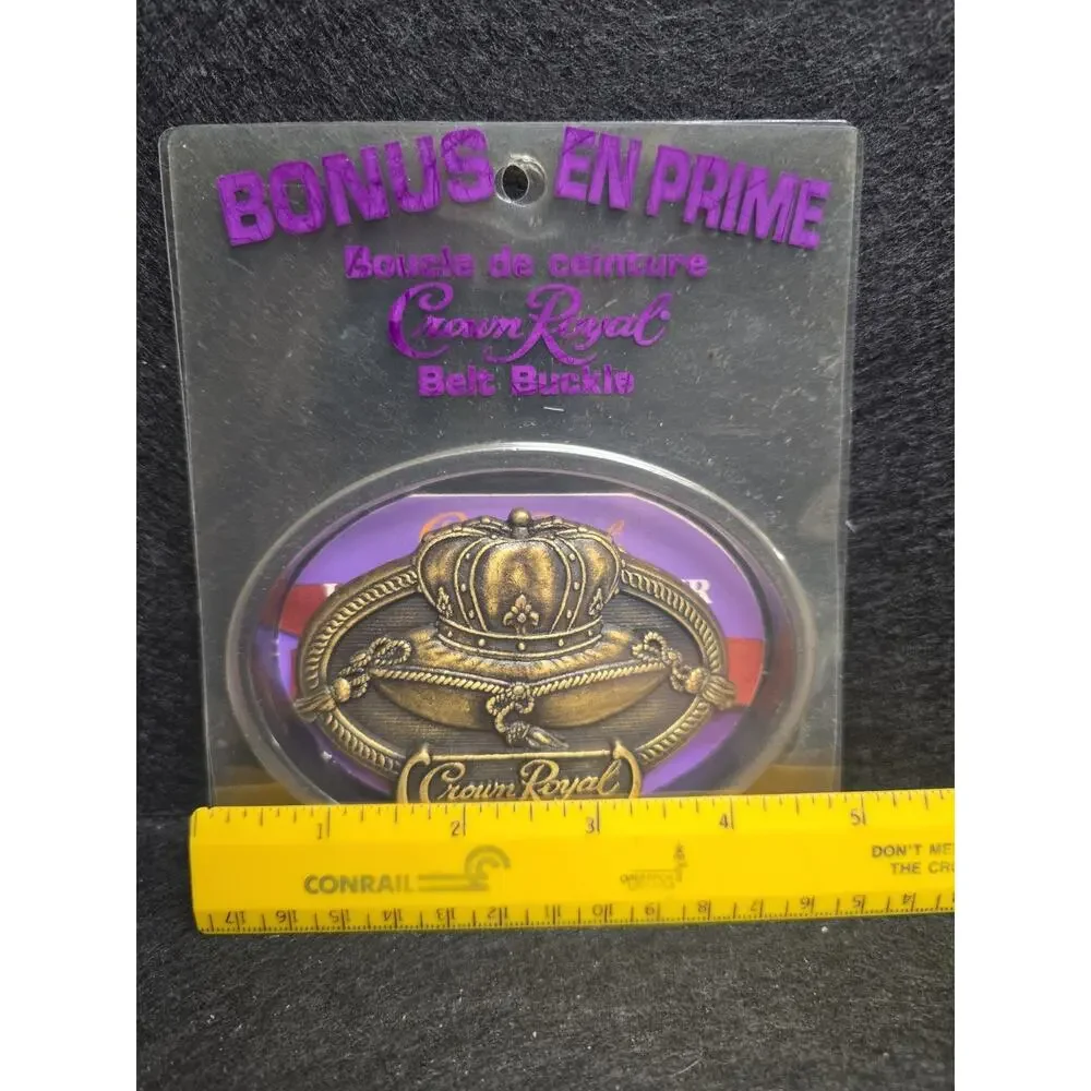 Vintage Crown Royal Brass Belt Buckle in Package